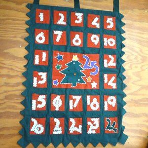 Vintage TAG embroidered advent Christmas calendar hanging country embroidered